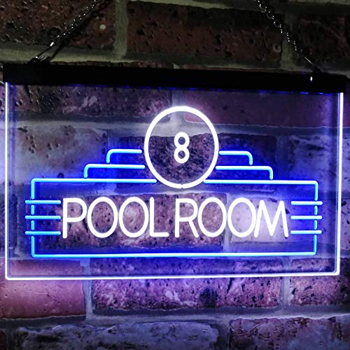 Billiards Pool Room Dual LED Neon Light Sign